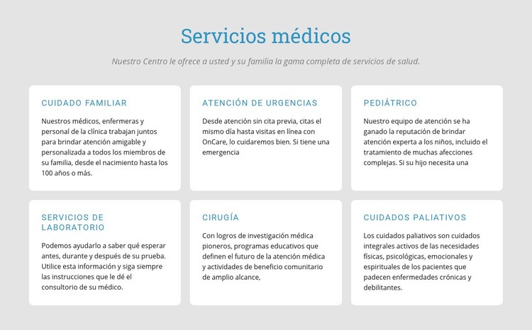 Explore nuestros servicios médicos Maqueta de sitio web