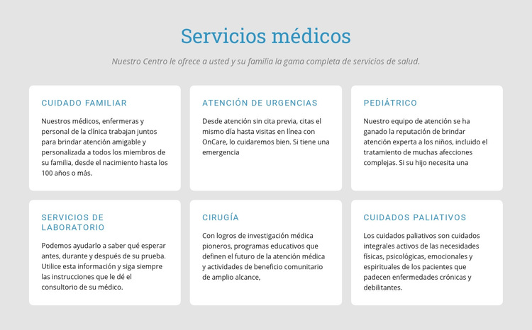Explore nuestros servicios médicos Tema de WordPress