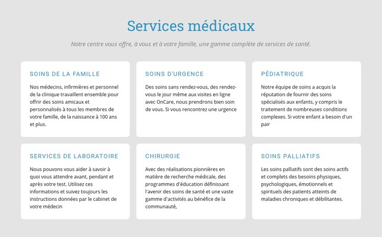 Découvrez nos services médicaux Conception de site Web
