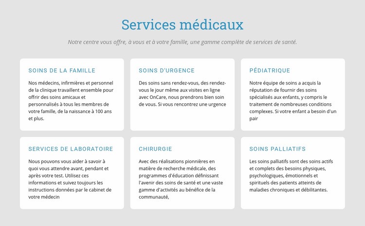 Découvrez nos services médicaux Modèles de constructeur de sites Web