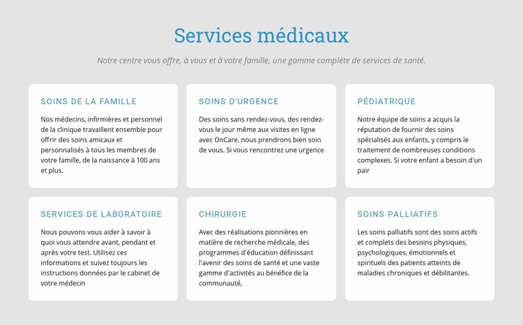 Découvrez nos services médicaux Maquette de site Web