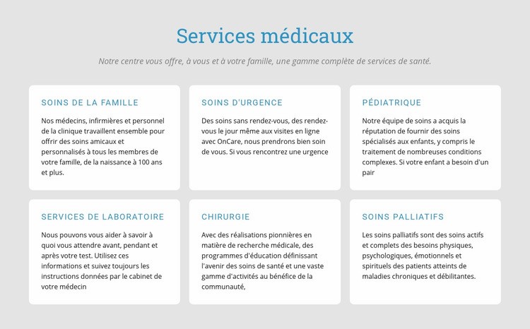 Découvrez nos services médicaux Modèle HTML5