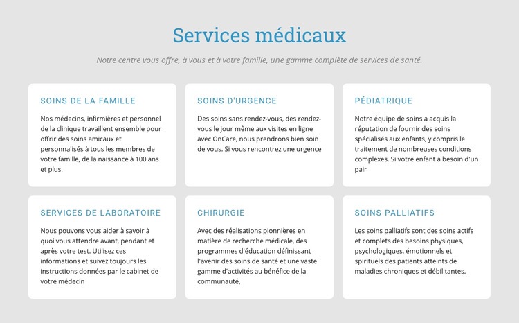 Découvrez nos services médicaux Modèle