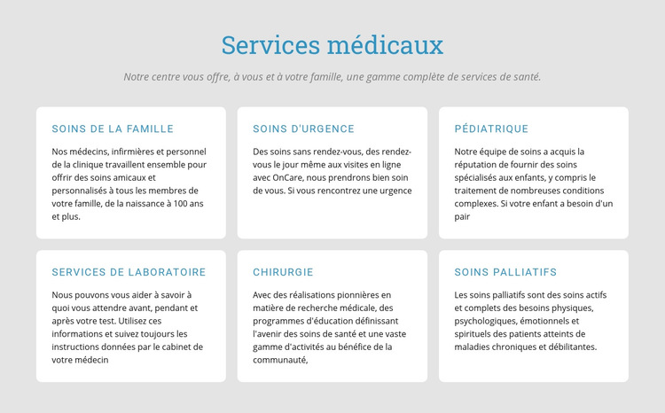Découvrez nos services médicaux Modèle de site Web