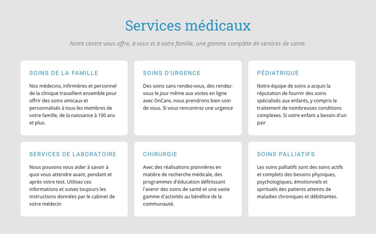 Découvrez nos services médicaux Thème WordPress