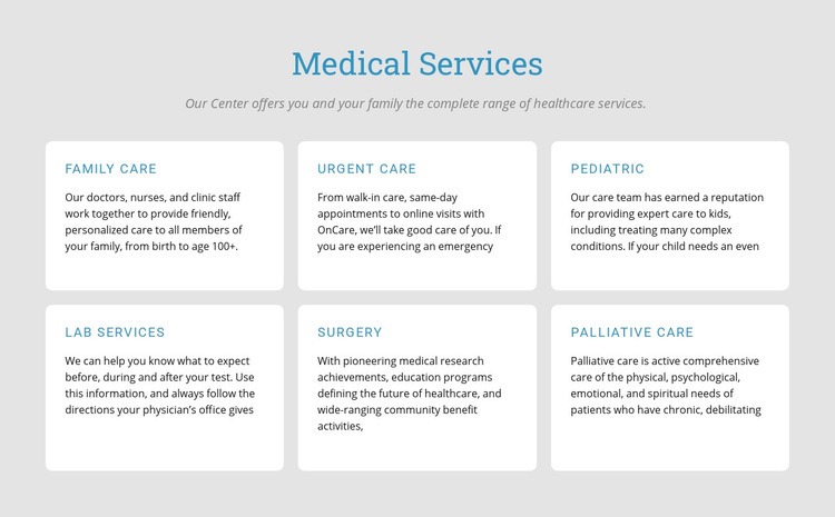 Explore our medical services Homepage Design