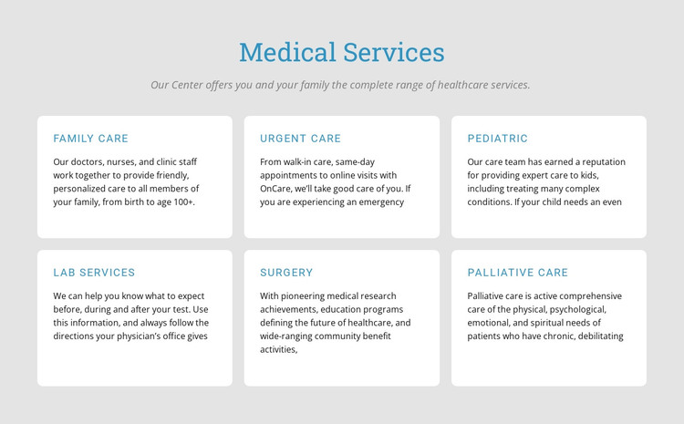 Explore our medical services HTML Template
