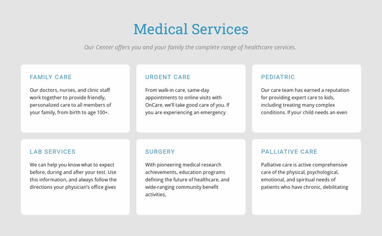 Explore our medical services Html Website Builder
