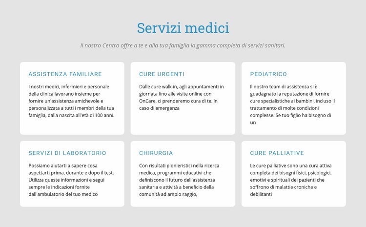 Esplora i nostri servizi medici Costruttore di siti web HTML