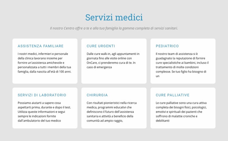 Esplora i nostri servizi medici Progettazione di siti web
