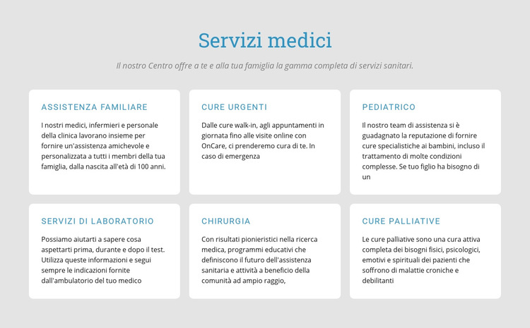 Esplora i nostri servizi medici Modello di sito Web