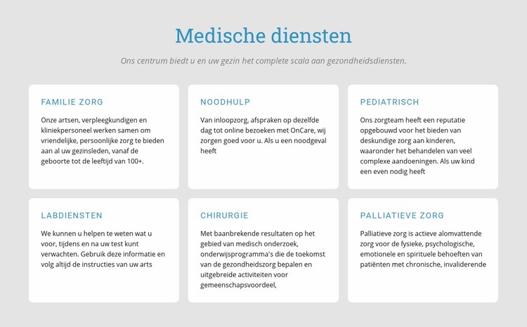 Ontdek onze medische diensten Sjabloon