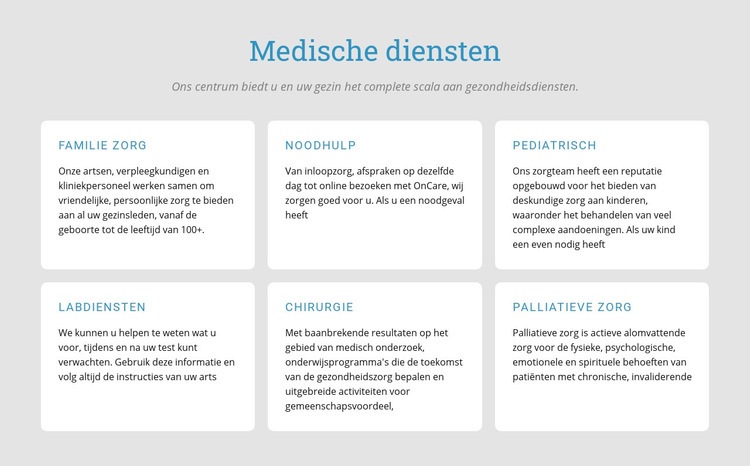 Ontdek onze medische diensten Website Builder-sjablonen