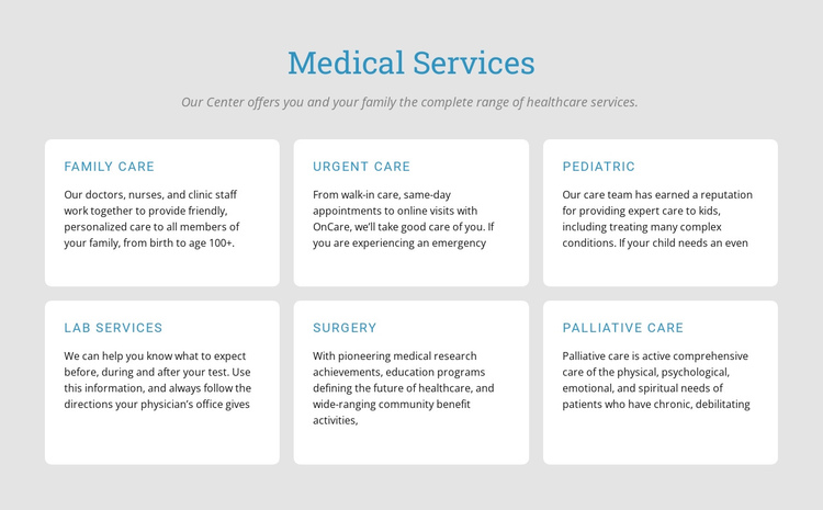 Explore our medical services One Page Template