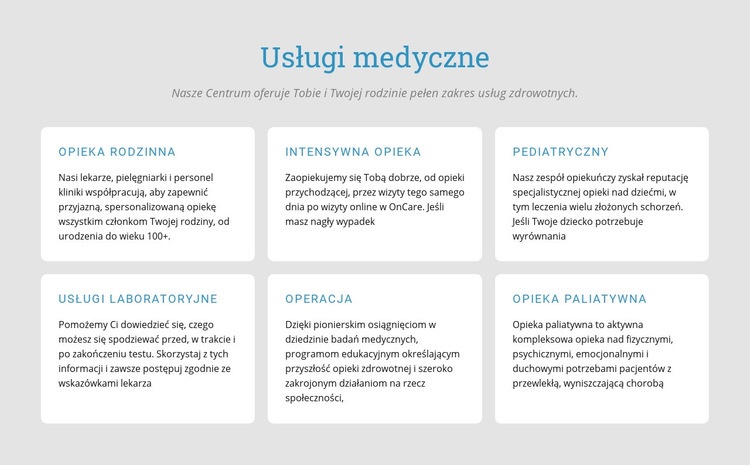 Poznaj nasze usługi medyczne Kreator witryn internetowych HTML