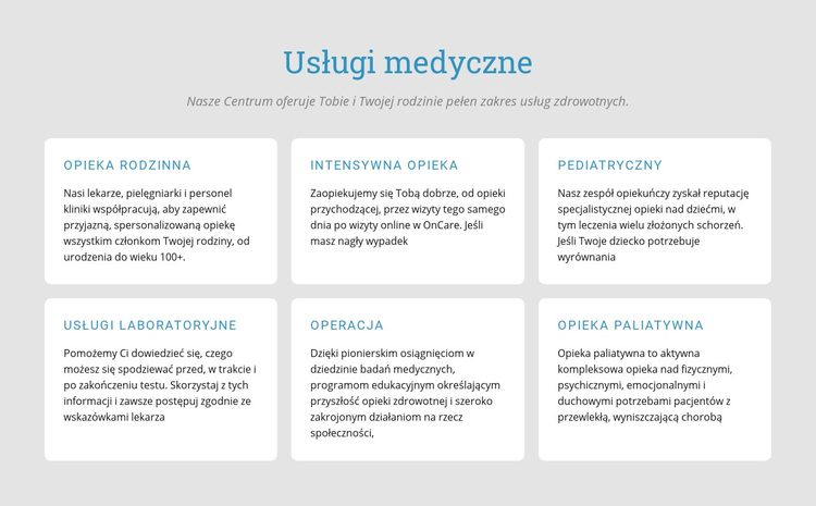 Poznaj nasze usługi medyczne Motyw WordPress
