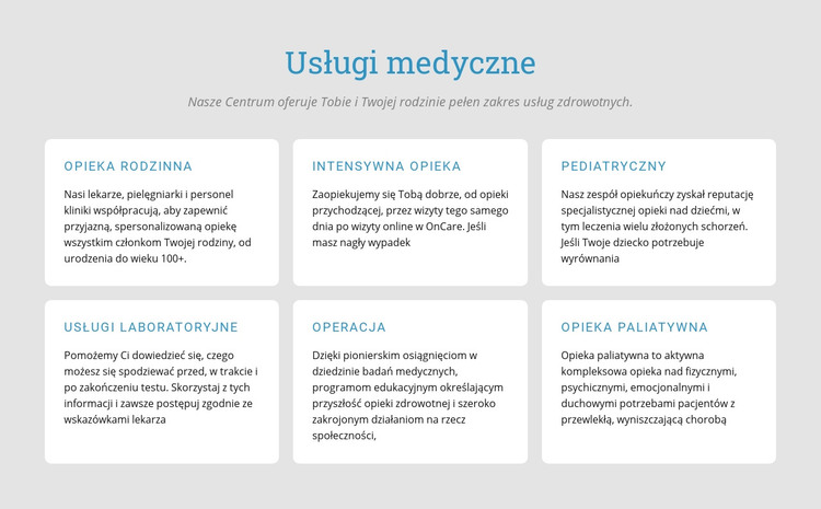 Poznaj nasze usługi medyczne Szablon HTML
