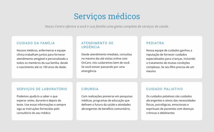 Explore nossos serviços médicos Modelos de construtor de sites