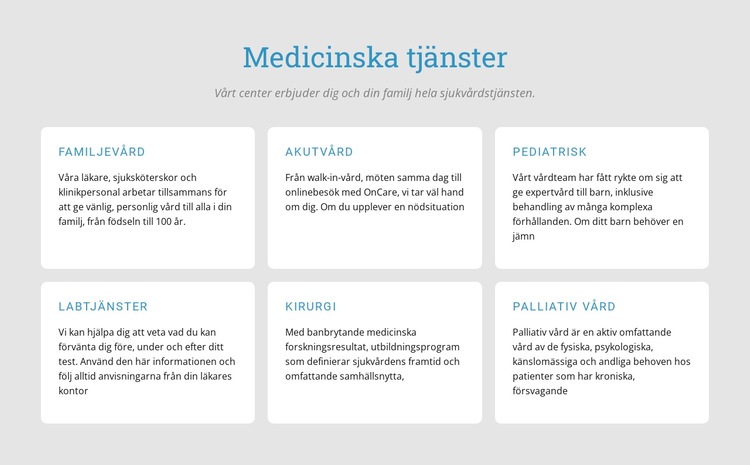 Utforska våra medicinska tjänster HTML-mall