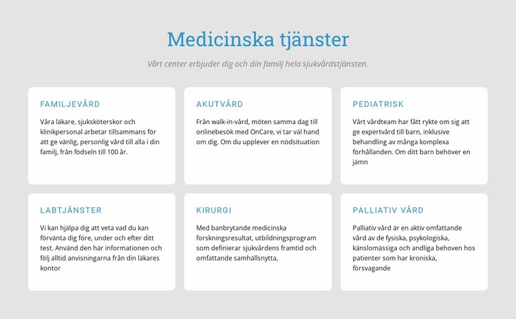 Utforska våra medicinska tjänster Webbplats mall
