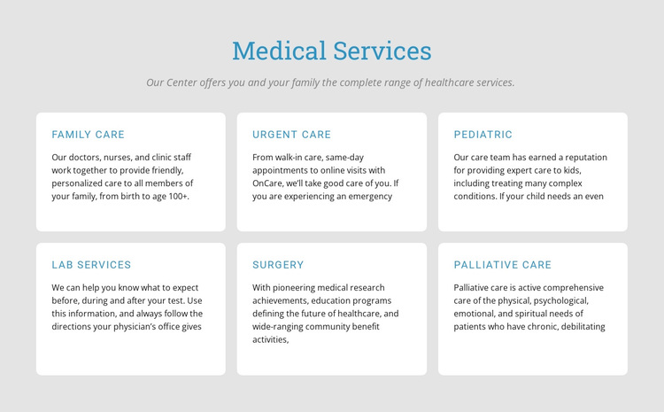 Explore our medical services Template