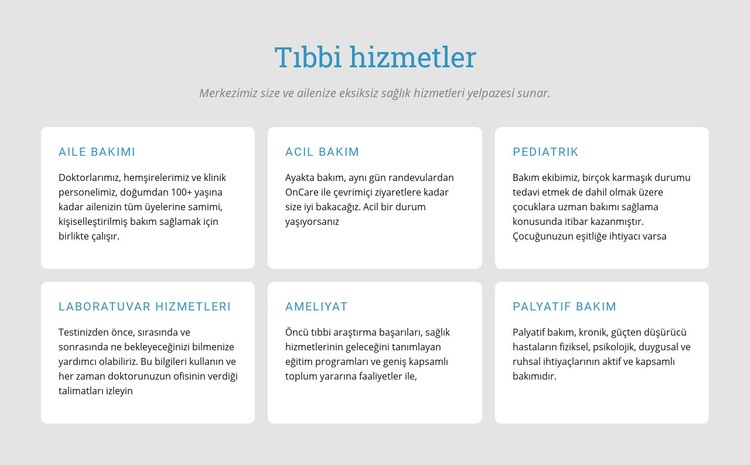 Tıbbi hizmetlerimizi keşfedin Html Web Sitesi Oluşturucu