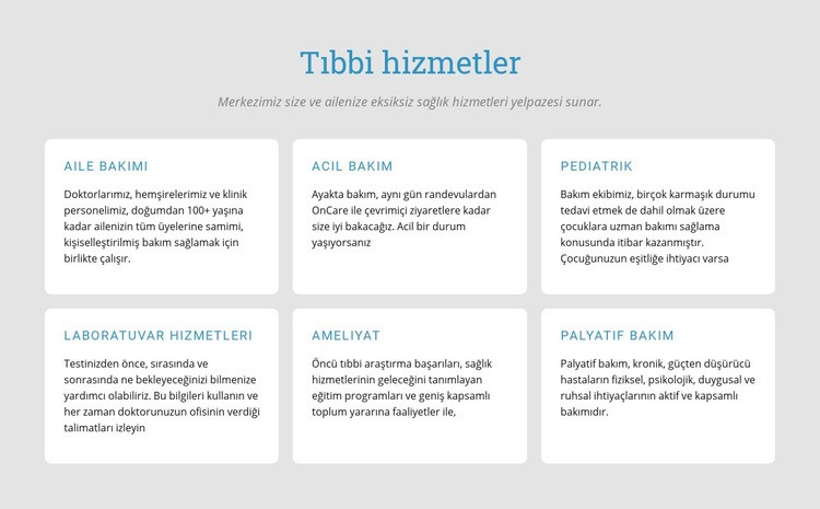 Tıbbi hizmetlerimizi keşfedin Web sitesi tasarımı