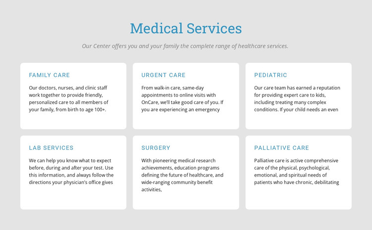 Explore our medical services Web Design