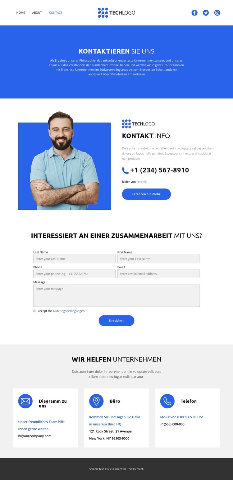 Wir helfen Ihnen gerne weiter HTML Website Builder