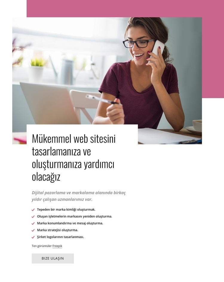 Mükemmel web sitesini tasarlamanıza yardımcı olacağız Açılış sayfası