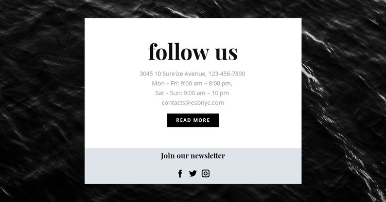 We are on all social networks Squarespace Template Alternative