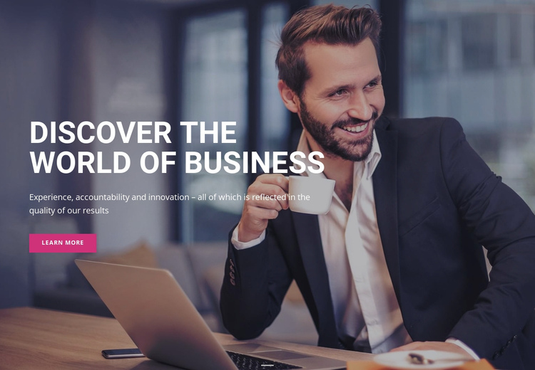 Discover the world of business One Page Template