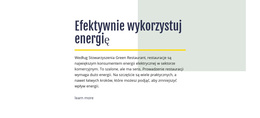 Wydajnie Wykorzystuj Energię - Nowoczesny Motyw WordPress