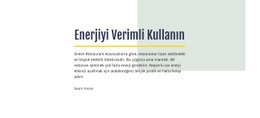 Enerjiyi Verimli Kullanın - Duyarlı Tasarım