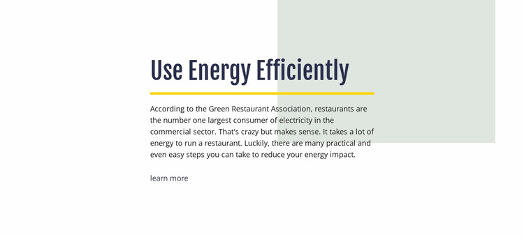 Use energy efficiently Website Mockup