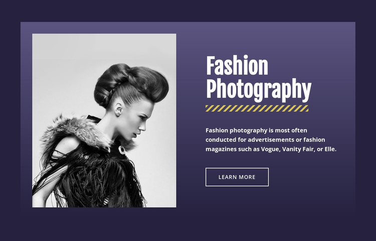 Famous fashion photography Landing Page