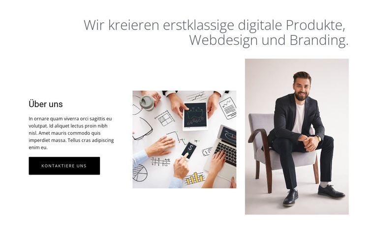 Digitale Produkte und Webdesign Eine Seitenvorlage