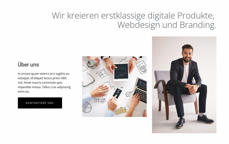 Digitale Produkte und Webdesign Landing Page
