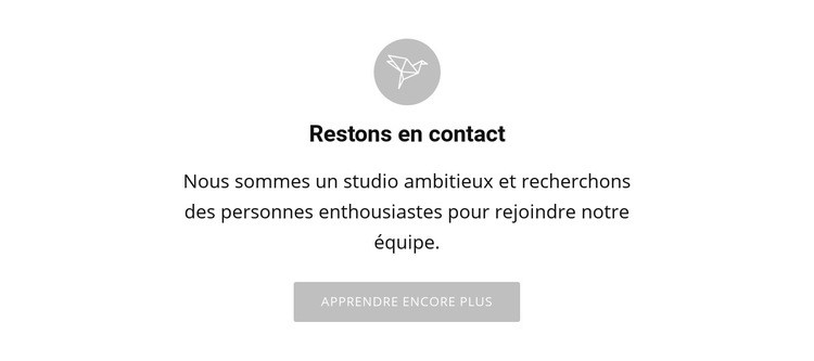 Restons en contact Page de destination