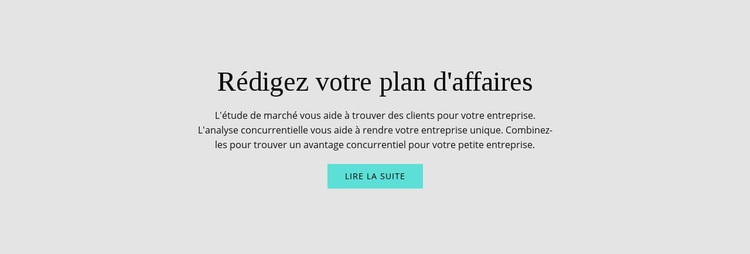 Texte sur le plan d'affaires Créateur de site Web HTML