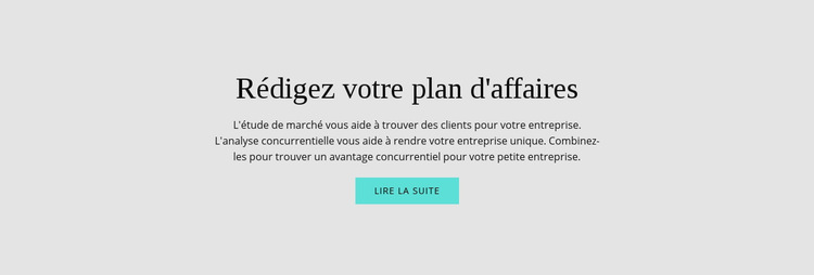 Texte sur le plan d'affaires Modèle de site Web