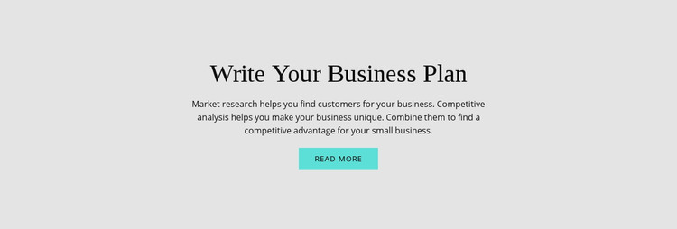 Text about business plan Homepage Design