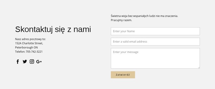 Dane kontaktowe i formularz kontaktowy Szablon CSS