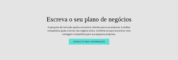 Texto sobre plano de negócios Design do site