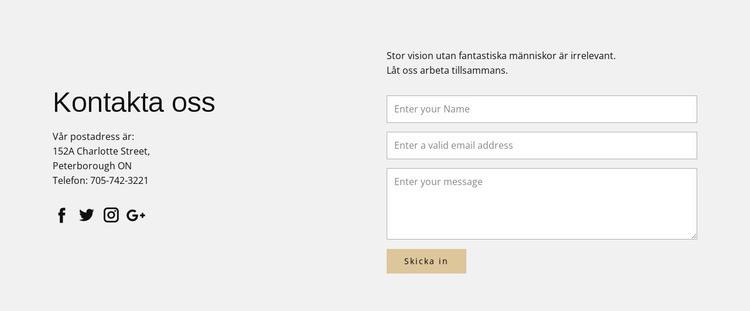 Kontaktinformation och kontaktformulär CSS -mall