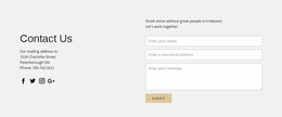 Contact Information And Contact Form - Web Page Design