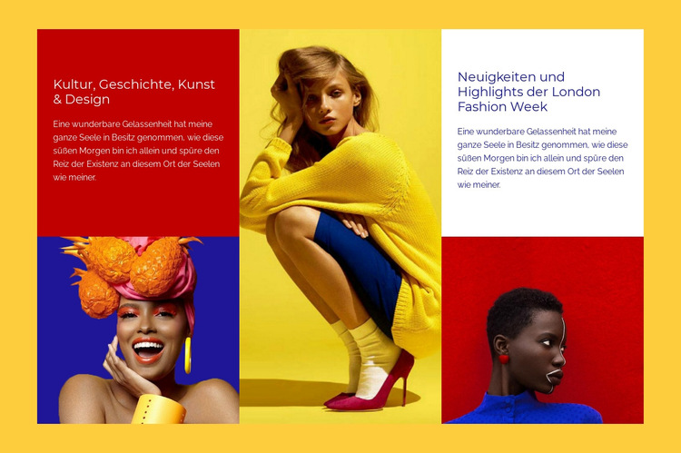 Kontrastfarben Mode Website-Vorlage