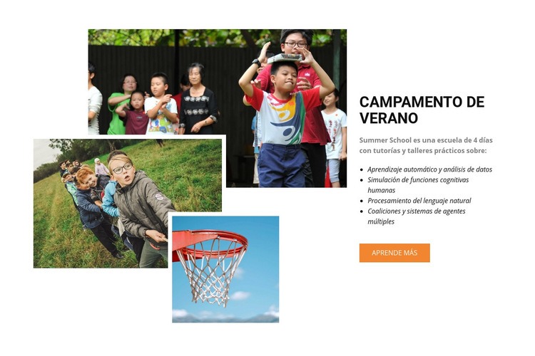 Campamento de verano en España Maqueta de sitio web