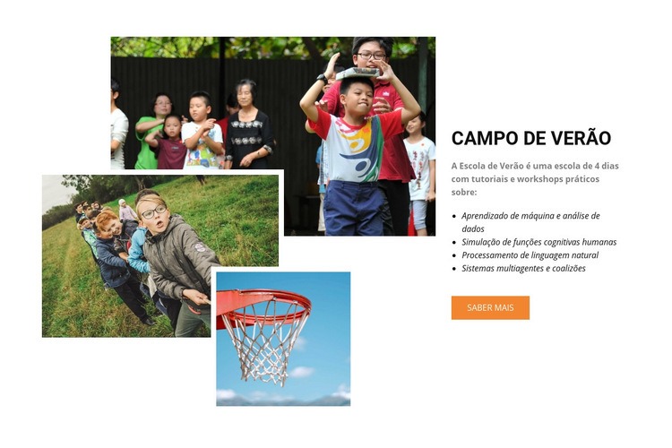 Acampamento de verão na Espanha Design do site