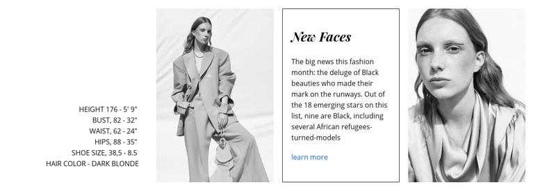 The faces of fashion Web Page Design